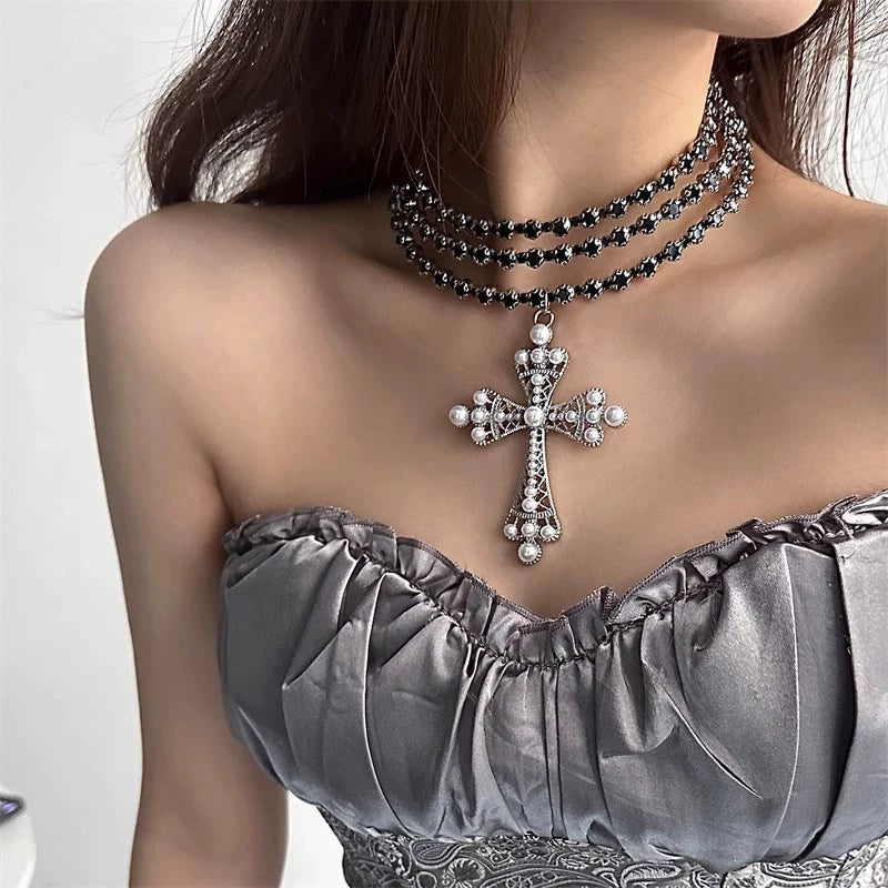 Geometric Pendant Choker Necklace - Japanese Korean Sweet Style