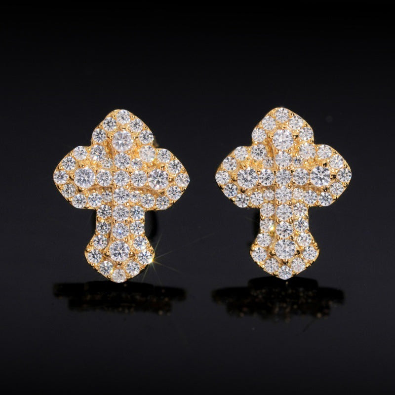 VVS Moissanite Cross Earrings in 925 Silver - Fashionable Unisex Accessory for All