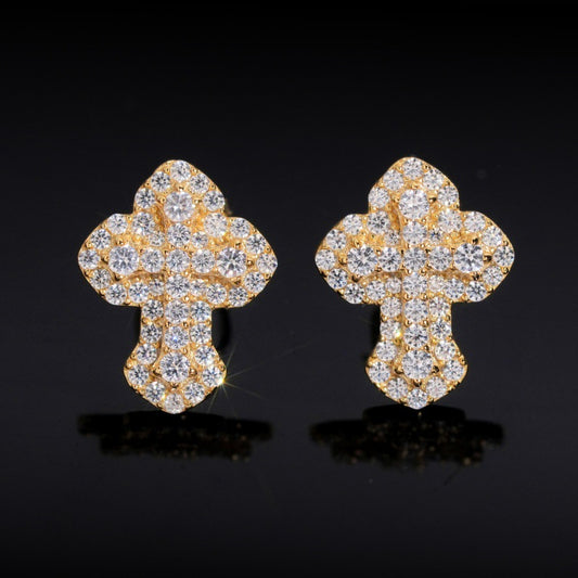 VVS Moissanite Cross Earrings in 925 Silver - Fashionable Unisex Accessory for All