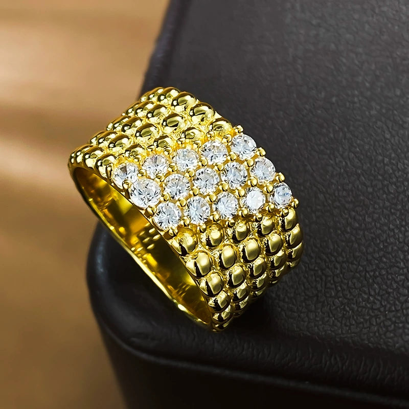 S925 Silver Gold-Plated Beaded Ring for Women - Minimalist & Elegant