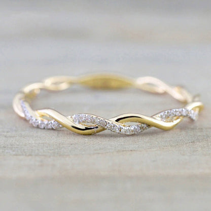 Ricady Jewel Twisted Rope Ring - Dainty Micro Pave Zircon Stackable Band