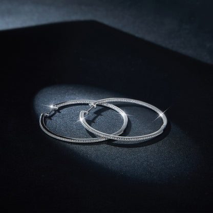 S925 Silver 50mm Hoop Earrings 18K Gold Plated with Moissanite