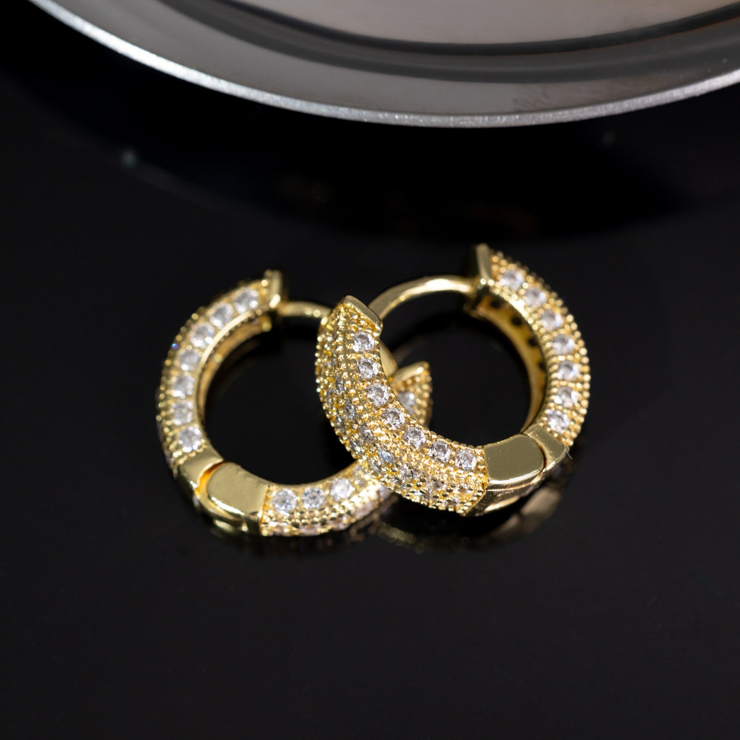 Diamond Stud Hoop Earrings - Unisex Hip Hop Classic Circle Earrings