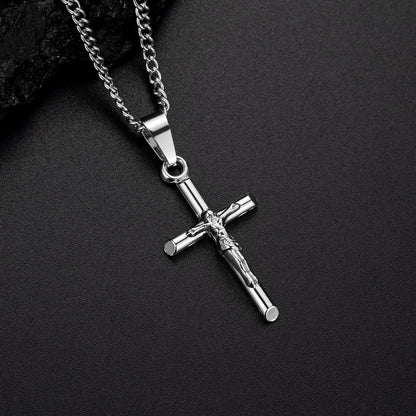 Artistic Cross Pendant Necklace in Titanium Steel - Vintage Style