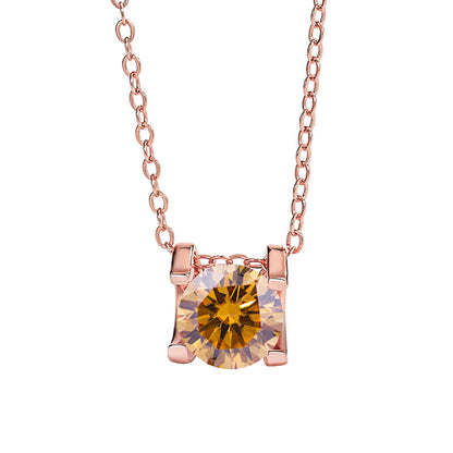 Ricady Jewel 925 Silver Plated PT950 Gold 1CT Moissanite Classic牛头 Pendant Necklace