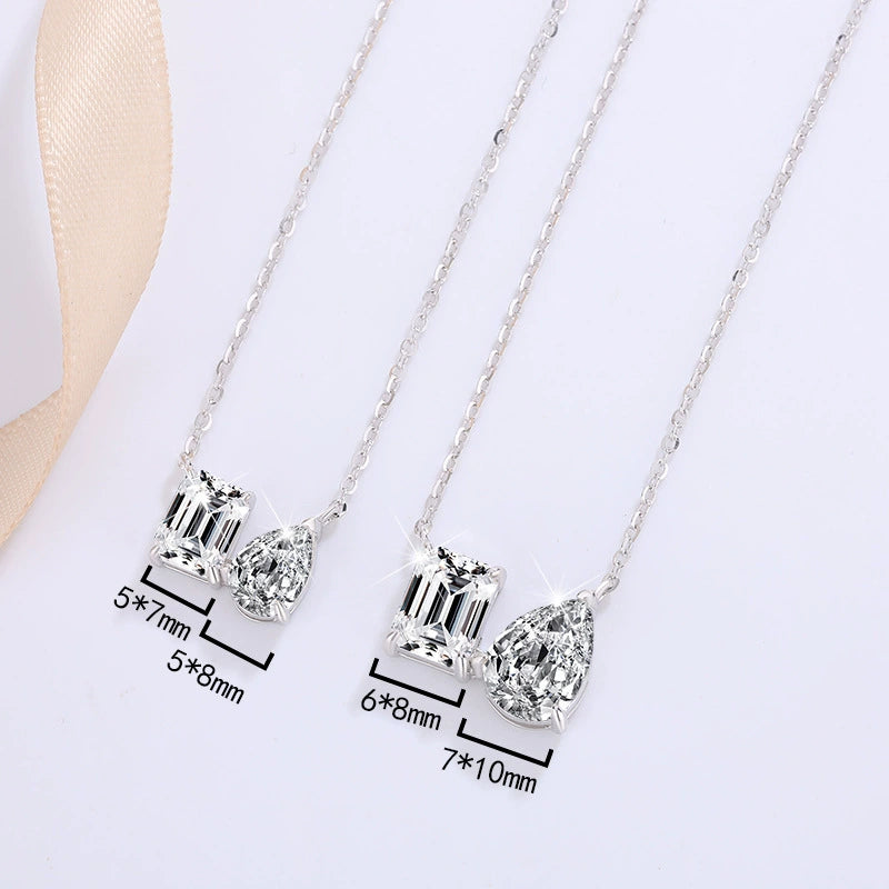S925 Silver Pendant Necklace: Emerald & Moissanite Halo Design Fashion