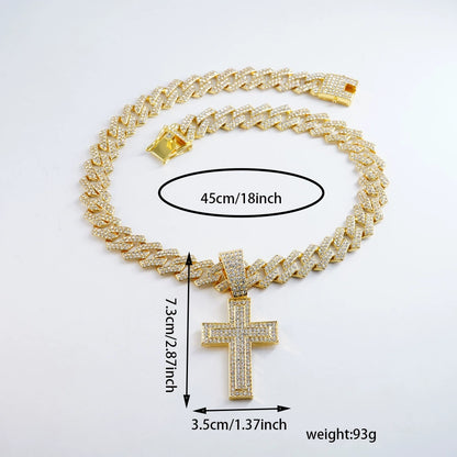 Hip Hop Cross Pendant Necklace with Cuban Chain - Bold Statement