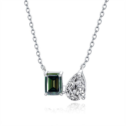 S925 Silver Pendant Necklace: Emerald & Moissanite Halo Design Fashion