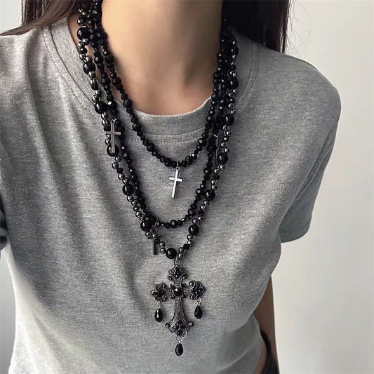 Multi-Layered Cross Pendant Necklace - Sweet & Cool Style