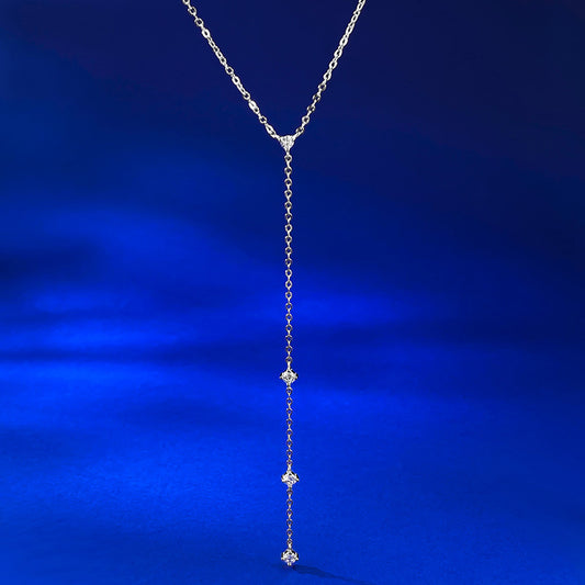 Ricady Jewel Dainty S925 Silver Y-Necklace, Tassel Design Layered Collar Chain
