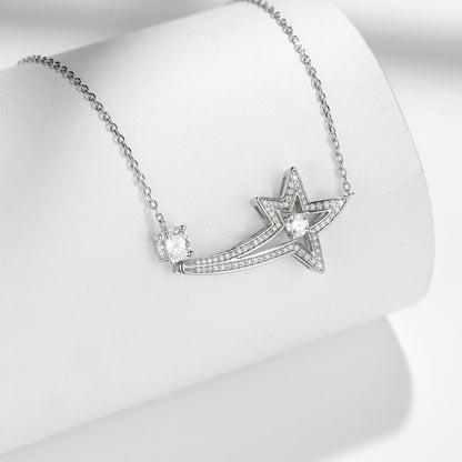 S925 Sterling Silver 0.5ct Round Moissanite Starfish Necklace - Dainty Versatile Layering Chain