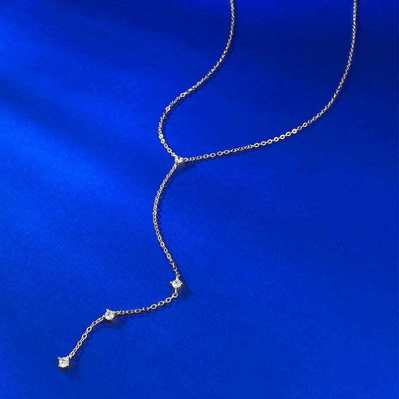 Ricady Jewel Dainty S925 Silver Y-Necklace, Tassel Design Layered Collar Chain