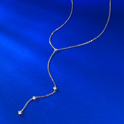 Ricady Jewel Dainty S925 Silver Y-Necklace, Tassel Design Layered Collar Chain