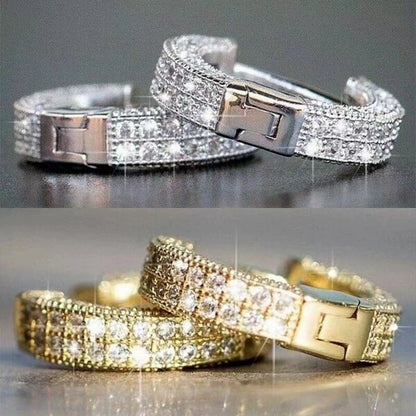 Diamond Stud Hoop Earrings - Unisex Hip Hop Classic Circle Earrings