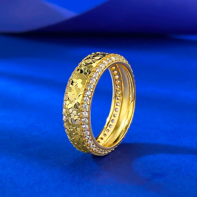 Heavy Craft S925 Silver Ring | NCN Cut Wide Band, Ice Crack Finish