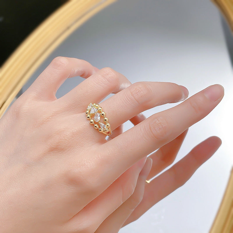 Beaded Eternity Ring | S925 Silver Gold-Plated Ins Style Romantic Chic Jewelry