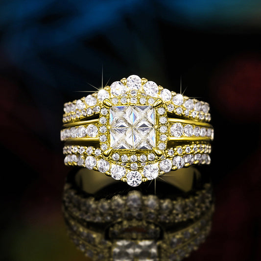 Ricady Jewel 2-in-1 Square Crown Pavé Zircon Ring for Women