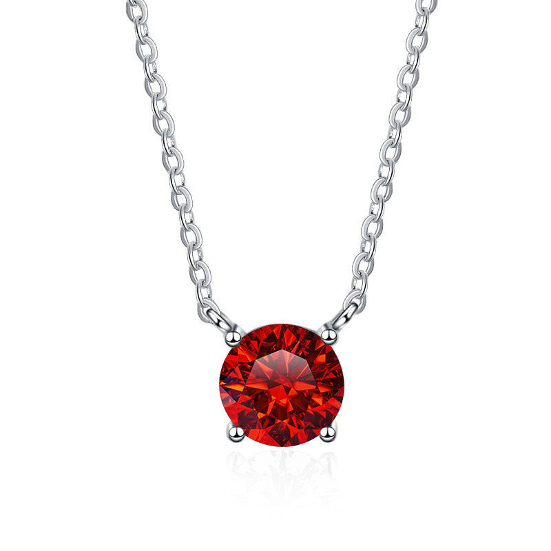 S925 Sterling Silver 1 Carat Moissanite Necklace - Women's Light Luxury 4-Claw PT950 Plated Collar Chain