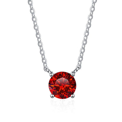 S925 Sterling Silver 1 Carat Moissanite Necklace - Women's Light Luxury 4-Claw PT950 Plated Collar Chain