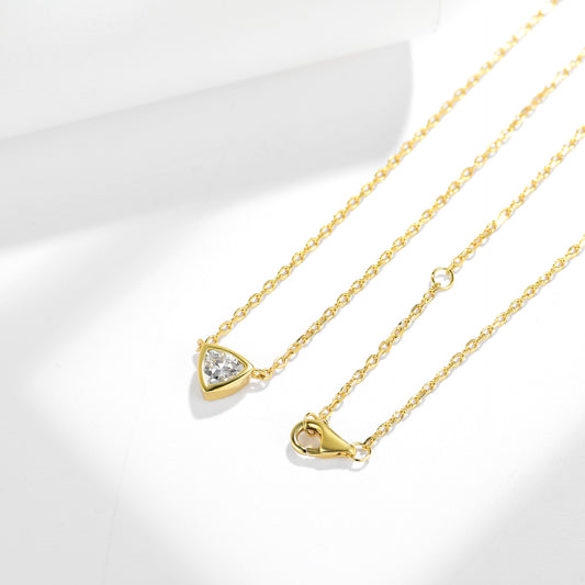 Sterling Silver (S925) 0.5ct Triangle Moissanite Necklace - Minimalist Trendy Dainty Pendant