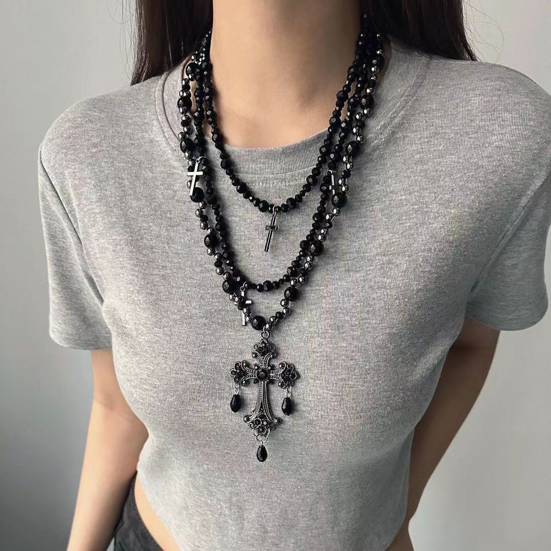 Multi-Layered Cross Pendant Necklace - Sweet & Cool Style