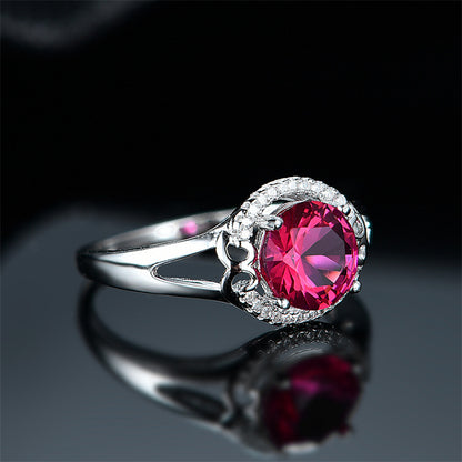 925 Sterling Silver Dainty Colored Gem Ring - White CZ Filigree R001