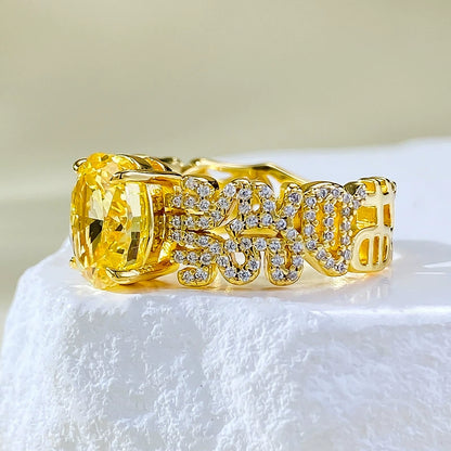 925 Silver Cubic Zirconia Ring | Lucky Yellow Crystal