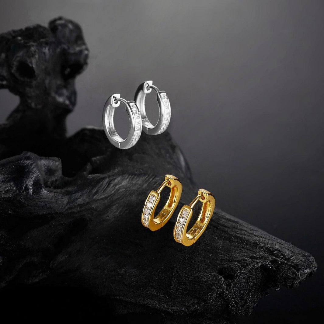 Princess-Cut Moissanite Hoop Earrings in Sterling Silver for Women — Modern Elegance