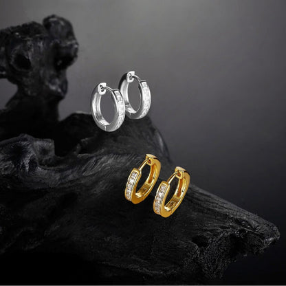 Princess-Cut Moissanite Hoop Earrings in Sterling Silver for Women — Modern Elegance