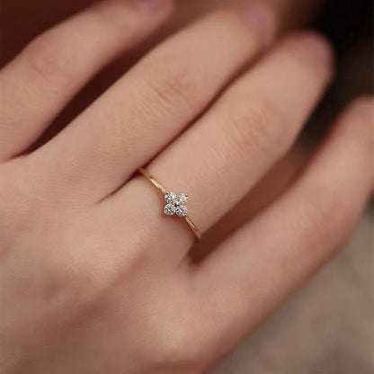 Luxury Style Clover Zircon Ring for Women - Unique Design Fashion Jewelry