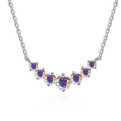 S925 Sterling Silver Gold-Tone Necklace for Women, Minimalist Smile Style with 2.8ct Colored Moissanite