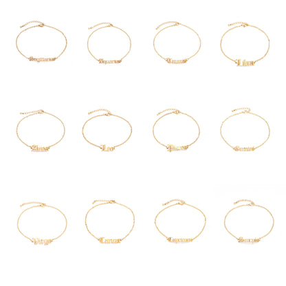 Zodiac Gothic Letter Chain Bracelet in Sterling Silver for Women — Everyday Identity