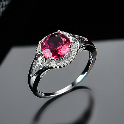 925 Sterling Silver Dainty Colored Gem Ring - White CZ Filigree R001
