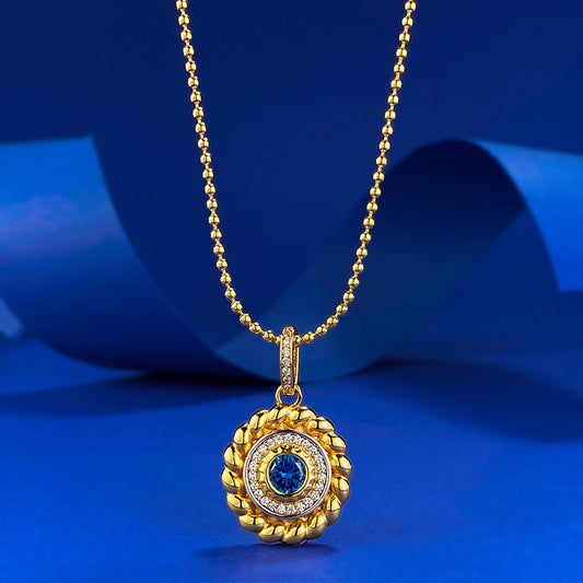 S925 Silver Bohemian Round Pendant Adjustable Necklace