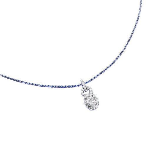 S925 Silver Oval White Diamond Lock Necklace, 1CT Classic Versatile