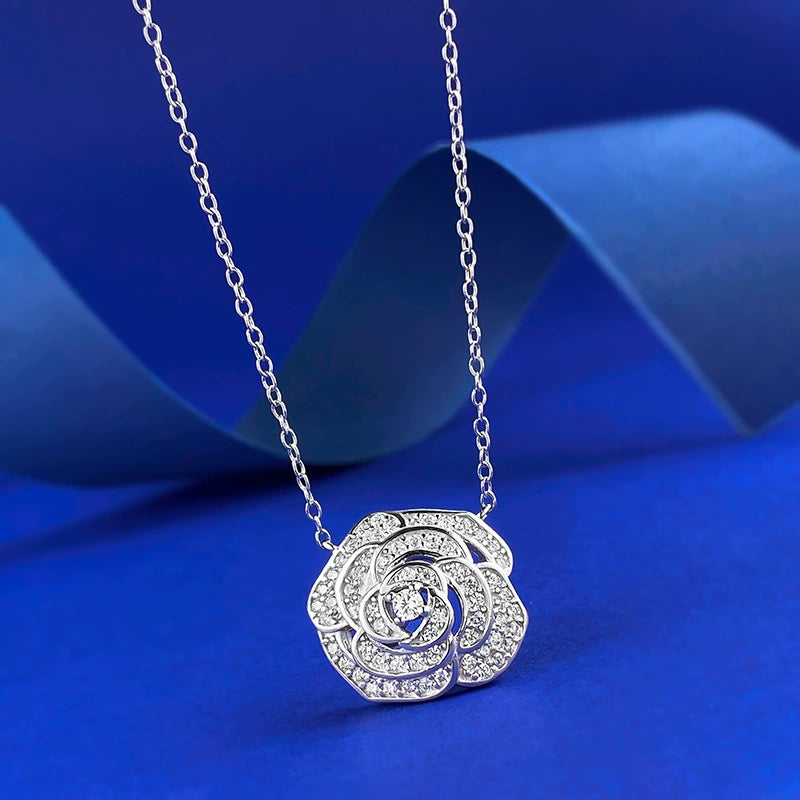 Ricady Jewel S925 Silver Camellia Necklace - Chinese Style Clavicle Pendant