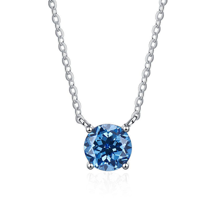 S925 Sterling Silver 1 Carat Moissanite Necklace - Women's Light Luxury 4-Claw PT950 Plated Collar Chain