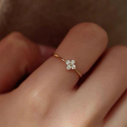 Luxury Style Clover Zircon Ring for Women - Unique Design Fashion Jewelry