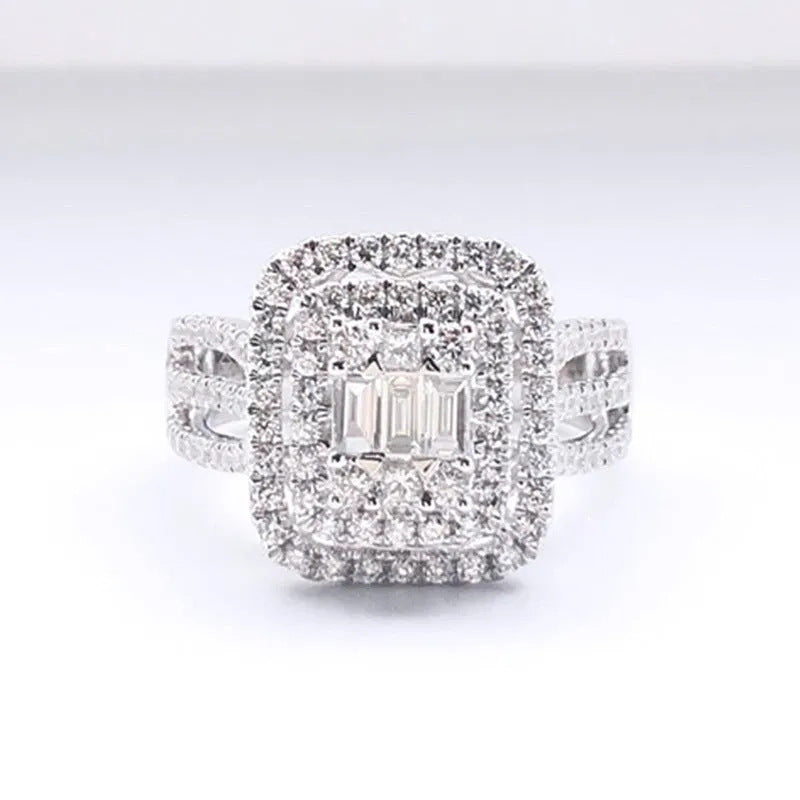 Ricady Jewel Ins Minimalist Ice Cube Ring - Dainty Cubic Zirconia