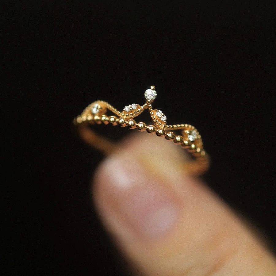 Luxury Micro-Pave Zircon Crown Ring - Princess Court Style