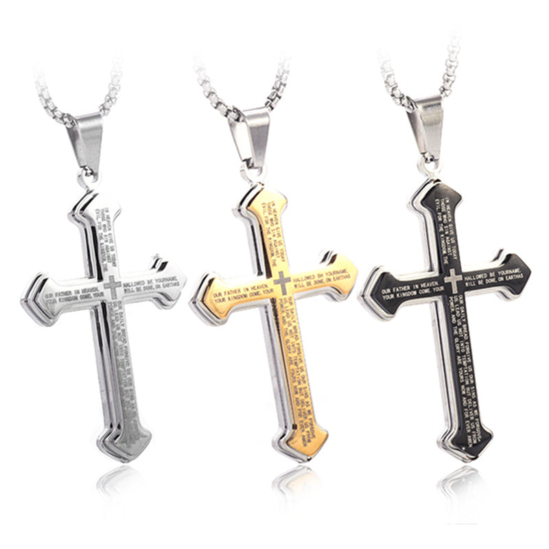 Geometric Linear Pendant Necklace with Snake Chain - Titanium Steel