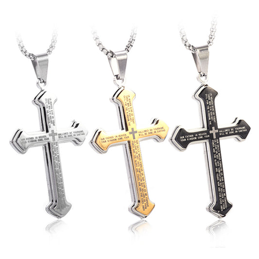 Geometric Linear Pendant Necklace with Snake Chain - Titanium Steel