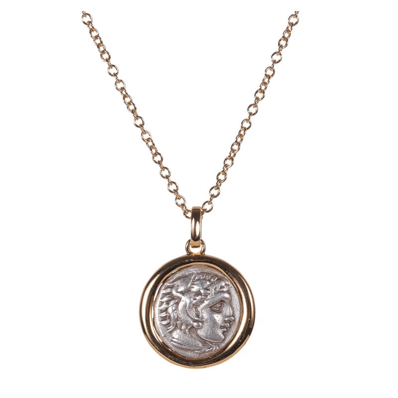Hercules Ancient Coin Pendant Necklace in 925 Sterling Silver