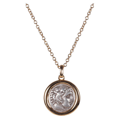 Hercules Ancient Coin Pendant Necklace in 925 Sterling Silver