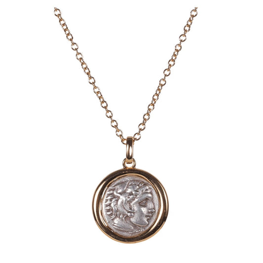 Hercules Ancient Coin Pendant Necklace in 925 Sterling Silver
