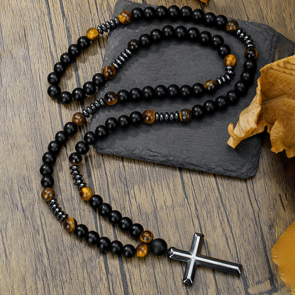 Handcrafted Natural Stone Cross Pendant Necklace - Instagram Style