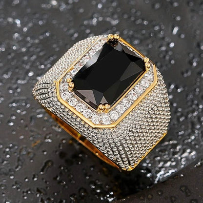 Ricady Jewel Hip Hop Square Zircon Ring - Men’s Luxury Sapphire Style