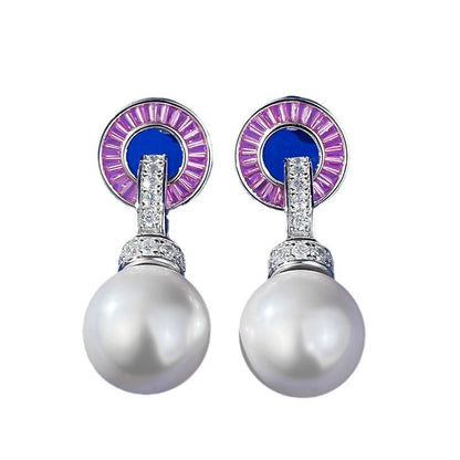 S925 Silver 14mm Shell Pearl Earrings for Women - Versatile Convertible Style
