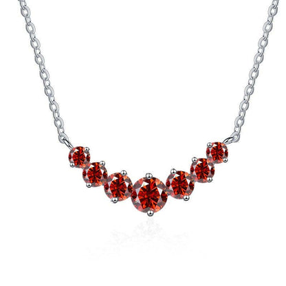 S925 Sterling Silver Gold-Tone Necklace for Women, Minimalist Smile Style with 2.8ct Colored Moissanite