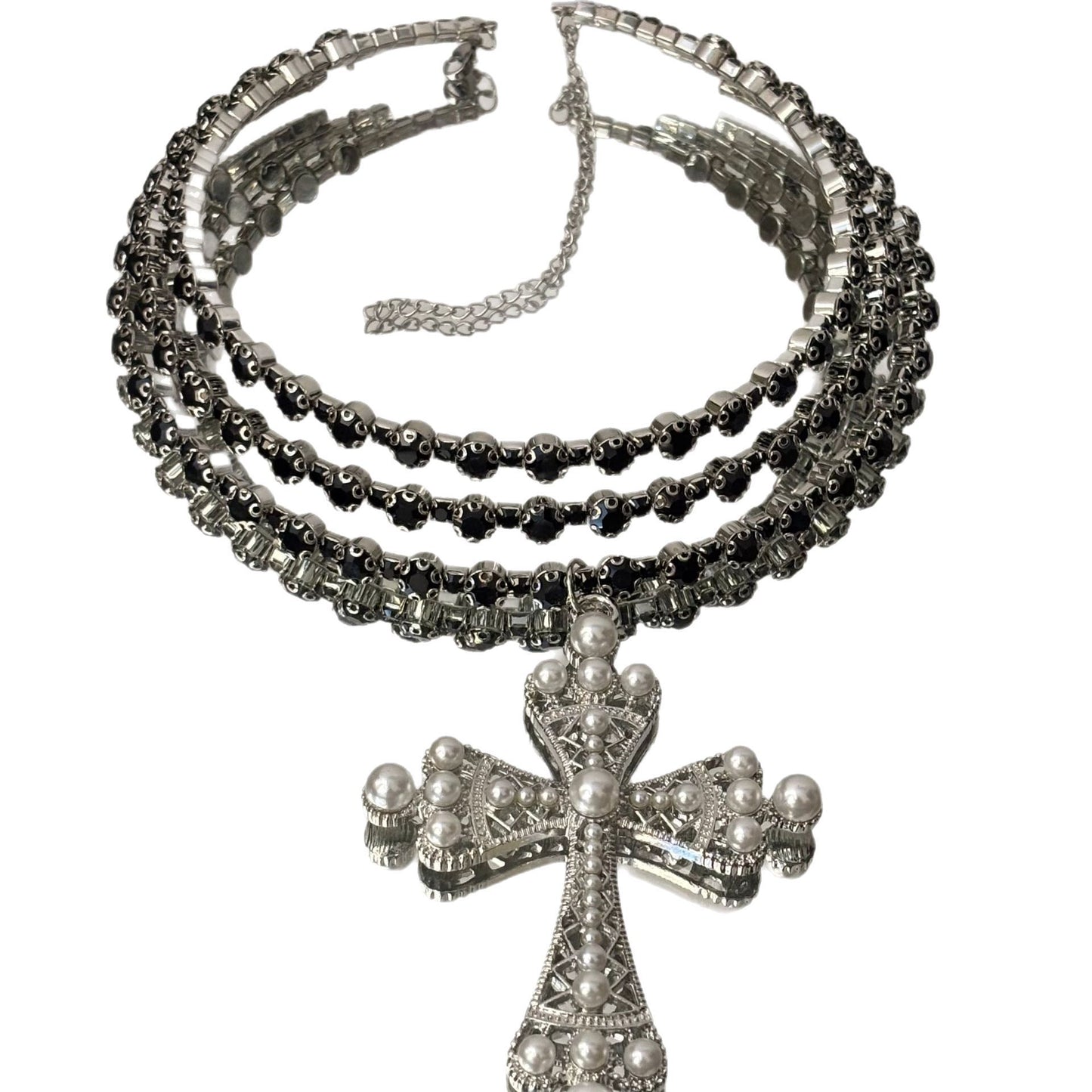 Layered Cross Choker Necklace - Sweet & Cool Style